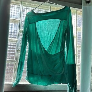 Prana XL teal long sleeve shirt with open back